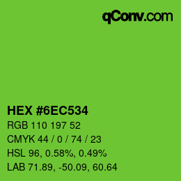 Color code: HEX #6EC534 | qconv.com