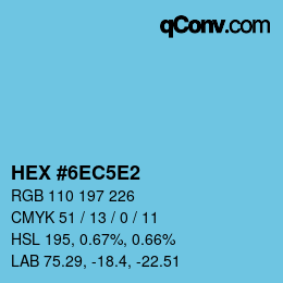 Farbcode: HEX #6EC5E2 | qconv.com
