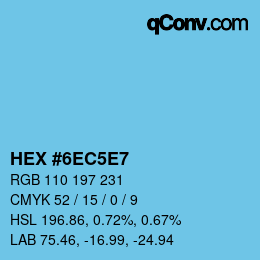 Farbcode: HEX #6EC5E7 | qconv.com