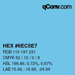 カラーコード: HEX #6EC5E7 | qconv.com