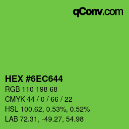 颜色代码: HEX #6EC644 | qconv.com