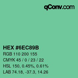 Color code: HEX #6EC89B | qconv.com
