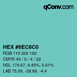 Color code: HEX #6EC8C0 | qconv.com