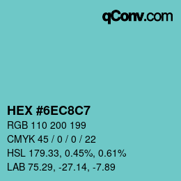 Color code: HEX #6EC8C7 | qconv.com