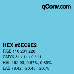 カラーコード: HEX #6EC9E2 | qconv.com