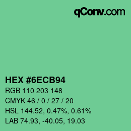 Color code: HEX #6ECB94 | qconv.com