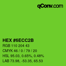 Color code: HEX #6ECC2B | qconv.com