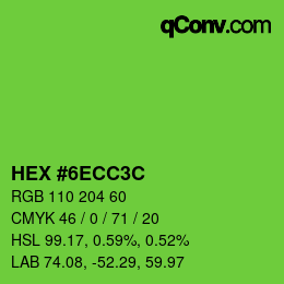 Color code: HEX #6ECC3C | qconv.com