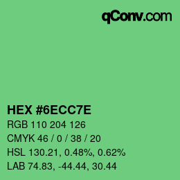 Color code: HEX #6ECC7E | qconv.com