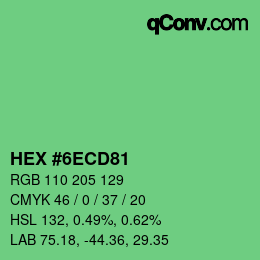 颜色代码: HEX #6ECD81 | qconv.com