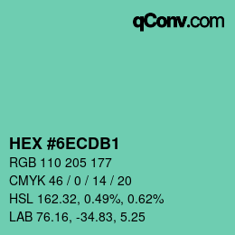 Color code: HEX #6ECDB1 | qconv.com