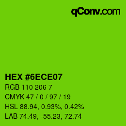 Color code: HEX #6ECE07 | qconv.com