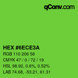 Color code: HEX #6ECE3A | qconv.com