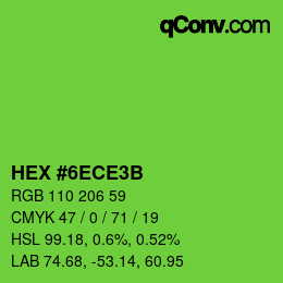 Color code: HEX #6ECE3B | qconv.com