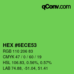 Color code: HEX #6ECE53 | qconv.com