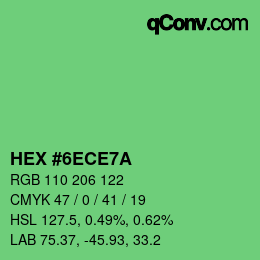 Color code: HEX #6ECE7A | qconv.com