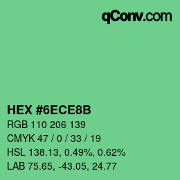 Color code: HEX #6ECE8B | qconv.com