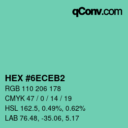 Color code: HEX #6ECEB2 | qconv.com