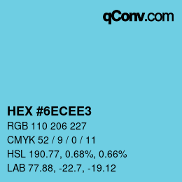 Color code: HEX #6ECEE3 | qconv.com