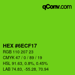 Color code: HEX #6ECF17 | qconv.com