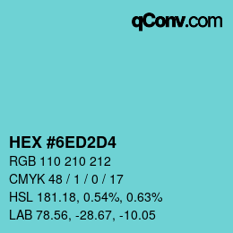 颜色代码: HEX #6ED2D4 | qconv.com