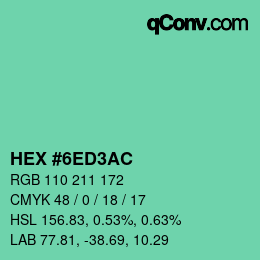颜色代码: HEX #6ED3AC | qconv.com