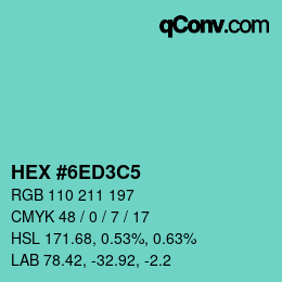 颜色代码: HEX #6ED3C5 | qconv.com