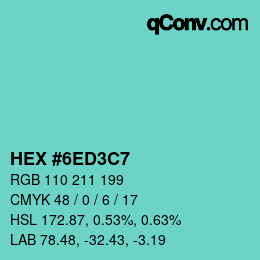 Color code: HEX #6ED3C7 | qconv.com