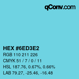 颜色代码: HEX #6ED3E2 | qconv.com