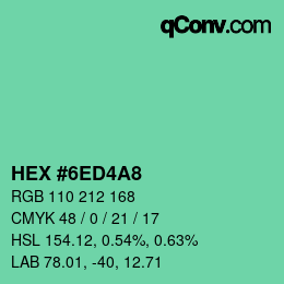 颜色代码: HEX #6ED4A8 | qconv.com