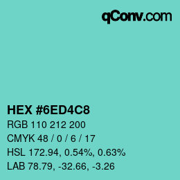 颜色代码: HEX #6ED4C8 | qconv.com