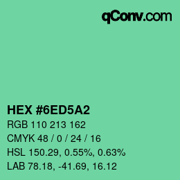 カラーコード: HEX #6ED5A2 | qconv.com