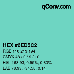 Color code: HEX #6ED5C2 | qconv.com