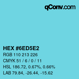 カラーコード: HEX #6ED5E2 | qconv.com