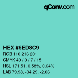 Color code: HEX #6ED8C9 | qconv.com
