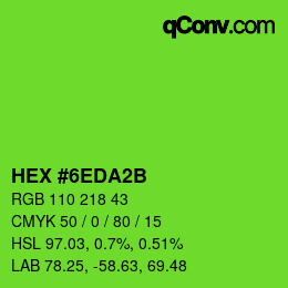 颜色代码: HEX #6EDA2B | qconv.com