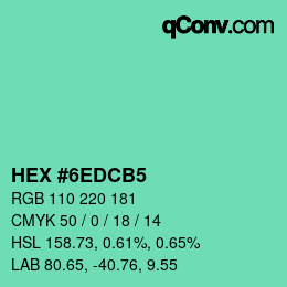 カラーコード: HEX #6EDCB5 | qconv.com