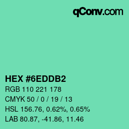 颜色代码: HEX #6EDDB2 | qconv.com