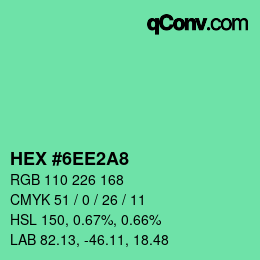 Color code: HEX #6EE2A8 | qconv.com