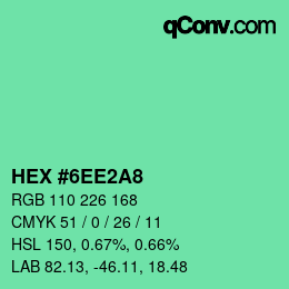 Color code: HEX #6EE2A8 | qconv.com