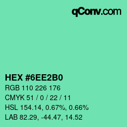 Color code: HEX #6EE2B0 | qconv.com