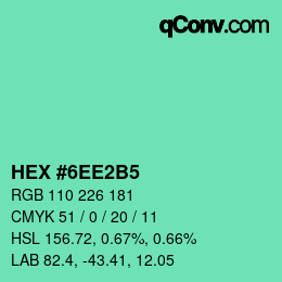 カラーコード: HEX #6EE2B5 | qconv.com