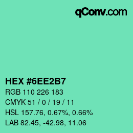 颜色代码: HEX #6EE2B7 | qconv.com