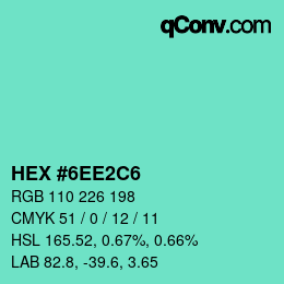 Color code: HEX #6EE2C6 | qconv.com