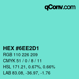 Color code: HEX #6EE2D1 | qconv.com