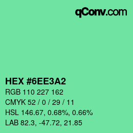 颜色代码: HEX #6EE3A2 | qconv.com