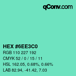 Color code: HEX #6EE3C0 | qconv.com