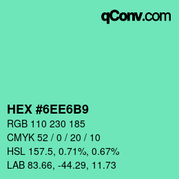 Color code: HEX #6EE6B9 | qconv.com