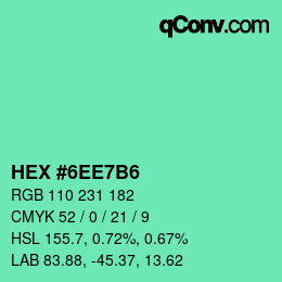 Color code: HEX #6EE7B6 | qconv.com