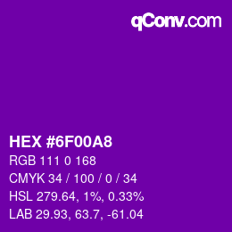 颜色代码: HEX #6F00A8 | qconv.com